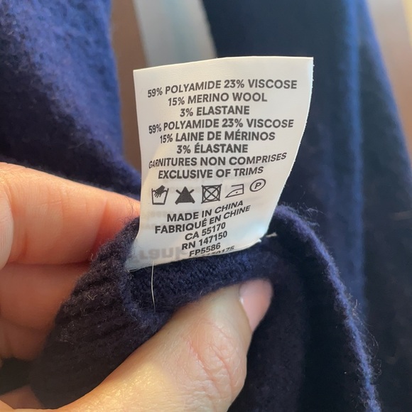 Merino Wool Turtle Neck Sweater in Navy - Picture 3 of 3